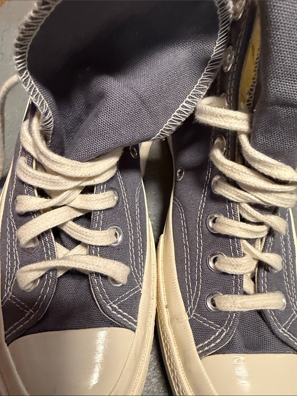 Converse Grey Canvas High-Top Sneakers with Cream Accents - Picture 3 of 7